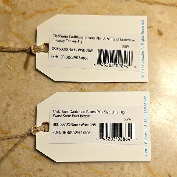 NWT Clubswim Caribbean Palms Black & White Womens 2-piece Swim Suit 20W & 22W - Picture 4 of 6